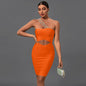 One Shoulder Cut Out Midi Bandage Dress