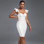 Backless Striped Midi Bandage Dress