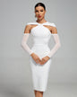 Arm Sleeves Hollow-out Midi Bandage Dress