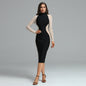 Long Sleeve Elegant Colorblock Bandage Dress