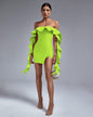 Off Shoulder Ruffle Mini Bandage Dress