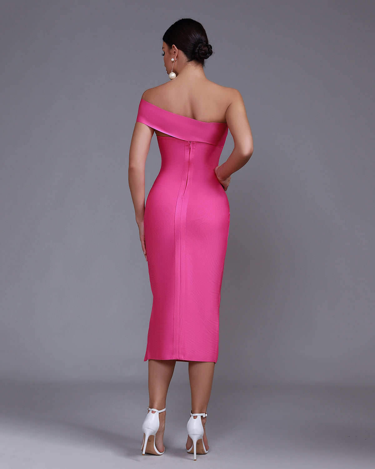 One Shoulder Midi Bandage Dress