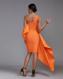 One Shoulder Bandage Draped Dress