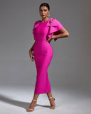 Beading Decor Bow Midi Bandage Dress