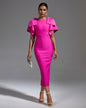 Beading Decor Bow Midi Bandage Dress