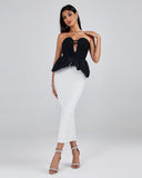 Black-white Strapless Bandage Dress