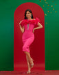 Off Shoulder Feather Trim Bandage Dress
