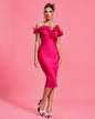 Off Shoulder Multilayer Ruffle Bandage Dress