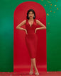 V-neck Floral Embellished Bandage Dress