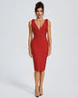 V-neck Floral Embellished Bandage Dress
