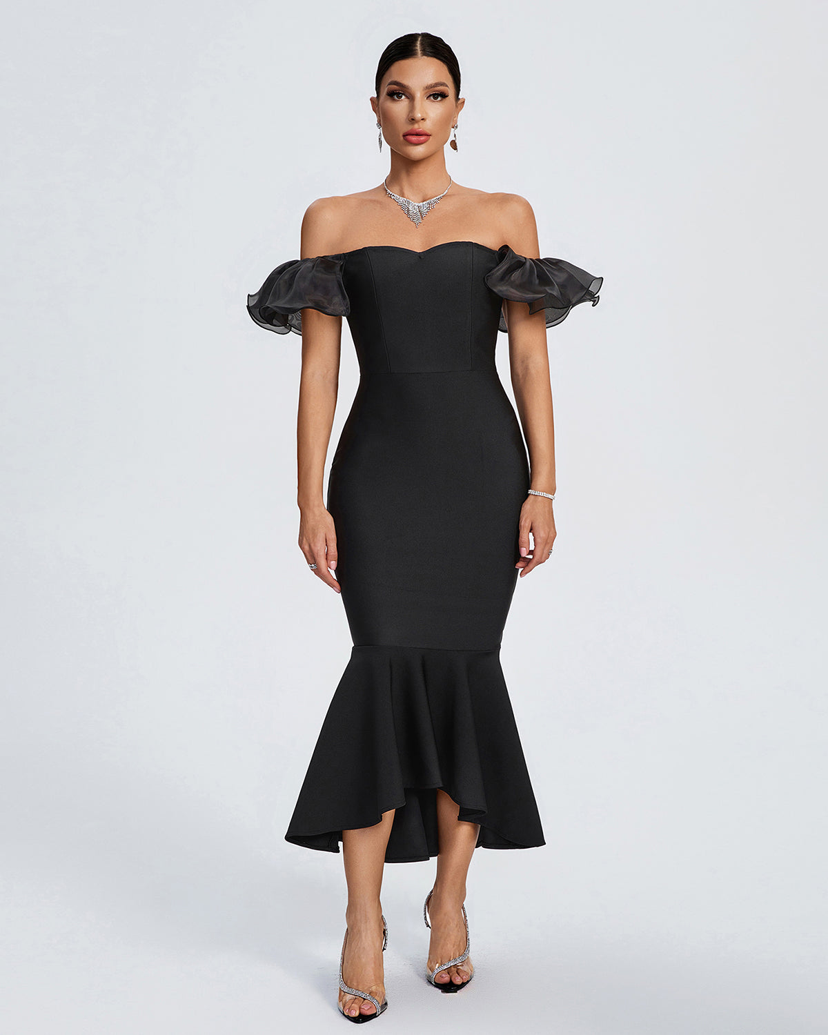 Off Shoulder Fishtail Bandage Dress
