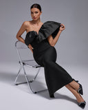 One Shoulder Ruffle Bandage Long Dress