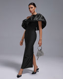 One Shoulder Ruffle Bandage Long Dress