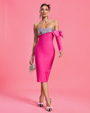 Strapless Sequins Elegant Bow Bandage Dress