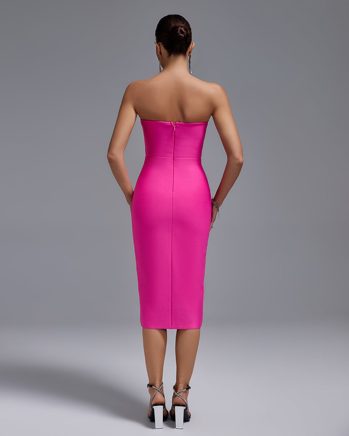Open Back Feather Midi Bandage Dress