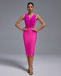 Open Back Feather Midi Bandage Dress