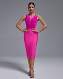 Open Back Feather Midi Bandage Dress