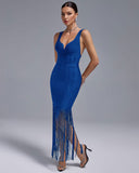 Sweetheart Fringe Bandage Dress