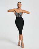 Rhinestone Bandage Bustier Midi Dress