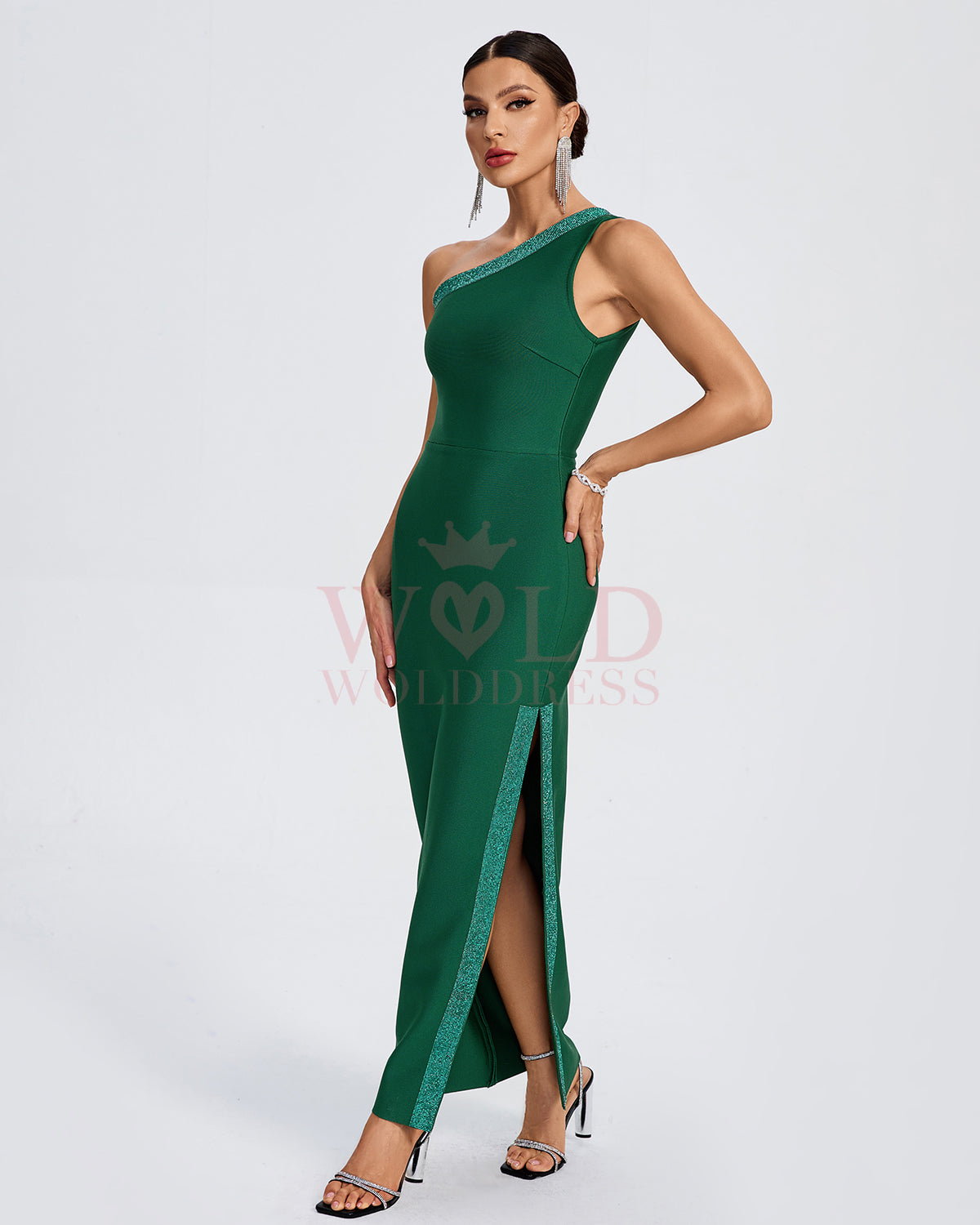 Elegant One Shoulder Maxi Bandage Dress