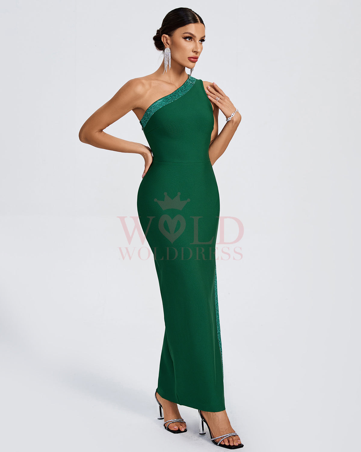 Elegant One Shoulder Maxi Bandage Dress