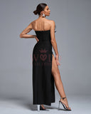 Feather High-slit Maxi Bandage Dress