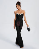 Rhinestone Trim Open Back Bandage Jumpsuit