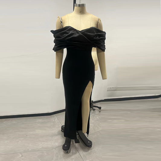 Off Shoulder Ruffle Draped Dress
