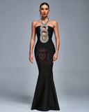 Circular Cut-out Bandage Mermaid Maxi Dress