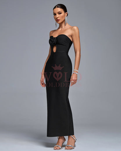 Strapless Cut Out Maxi Bandage Dress