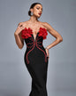 Strapless 3D Floral Bandage Maxi Dress