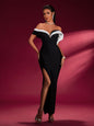 Off Shoulder High-Slit Bandage Dress