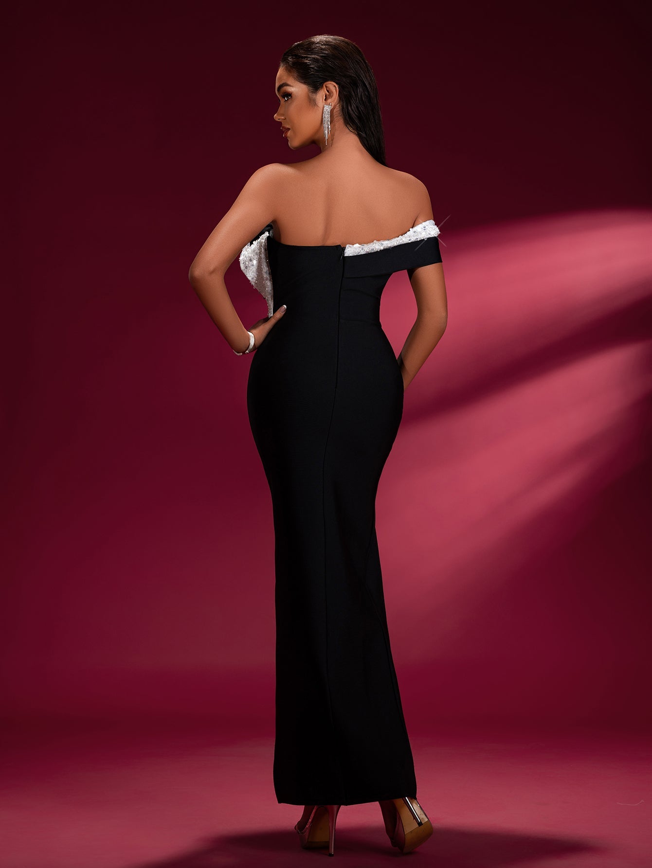 Off Shoulder High-Slit Bandage Dress