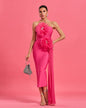 Huge Flowers Draped Bandage Midi Dress