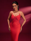 Sequin Chain Open Back Bandage Dress