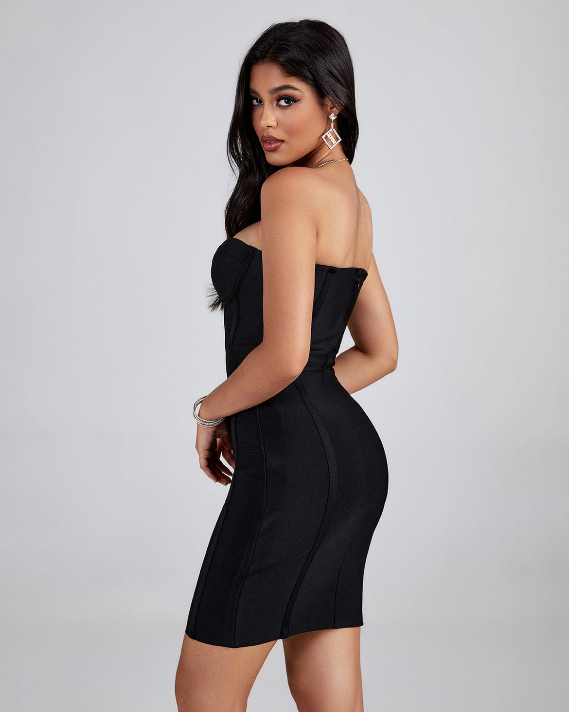 black bandage dress wholesale supplier Color Block Bandage Dress Black
