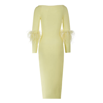 V Neck Cut Out Midi Bandage Dress PZC2268
