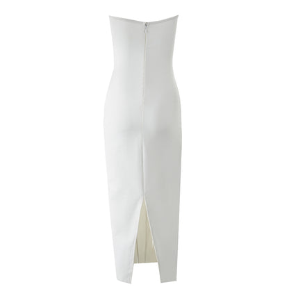 Strapless Sleeveless Flouncy Midi Bandage Dress PZC2388
