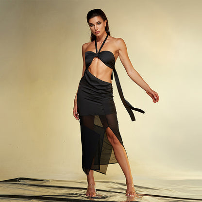 Asymmetric Cutout Midi Dress