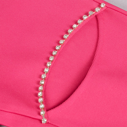 Strapless Sleeveless Rhinestone Bandage Set PZC2489