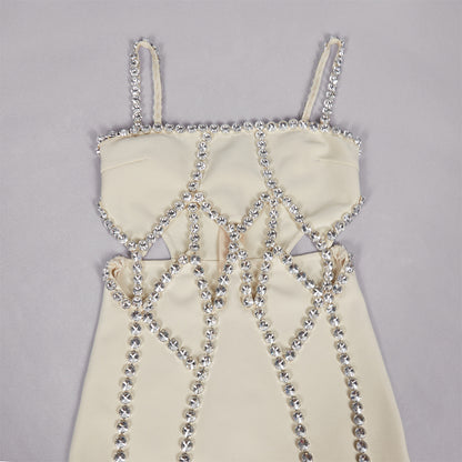Strappy Sleeveless Rhinestone Maxi Bandage Dress PZC2495