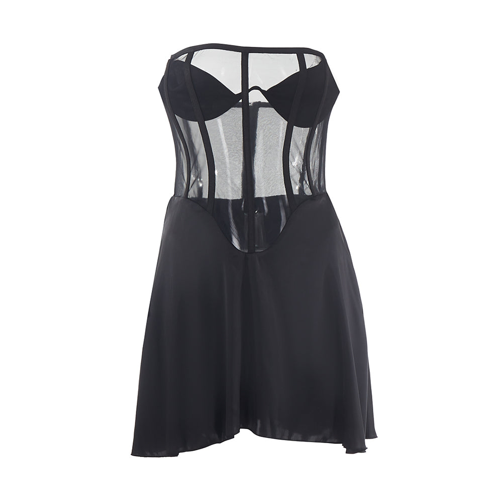 Strappy Sleeveless Perspective Mini Bodycon Dress PZC2573