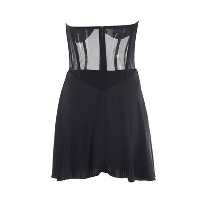 Strappy Sleeveless Perspective Mini Bodycon Dress PZC2573