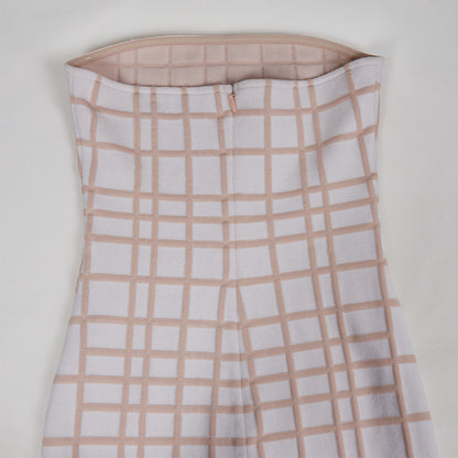 Strapless Sleeveless Plaid Midi Bandage Dress PZM075