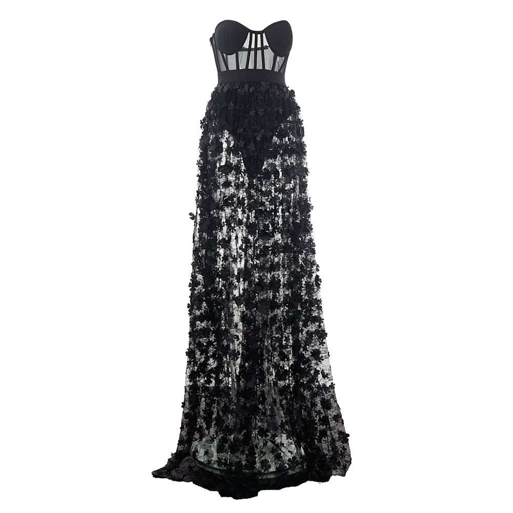 Strapless Sleeveless Bustier Lace Dress PZM110