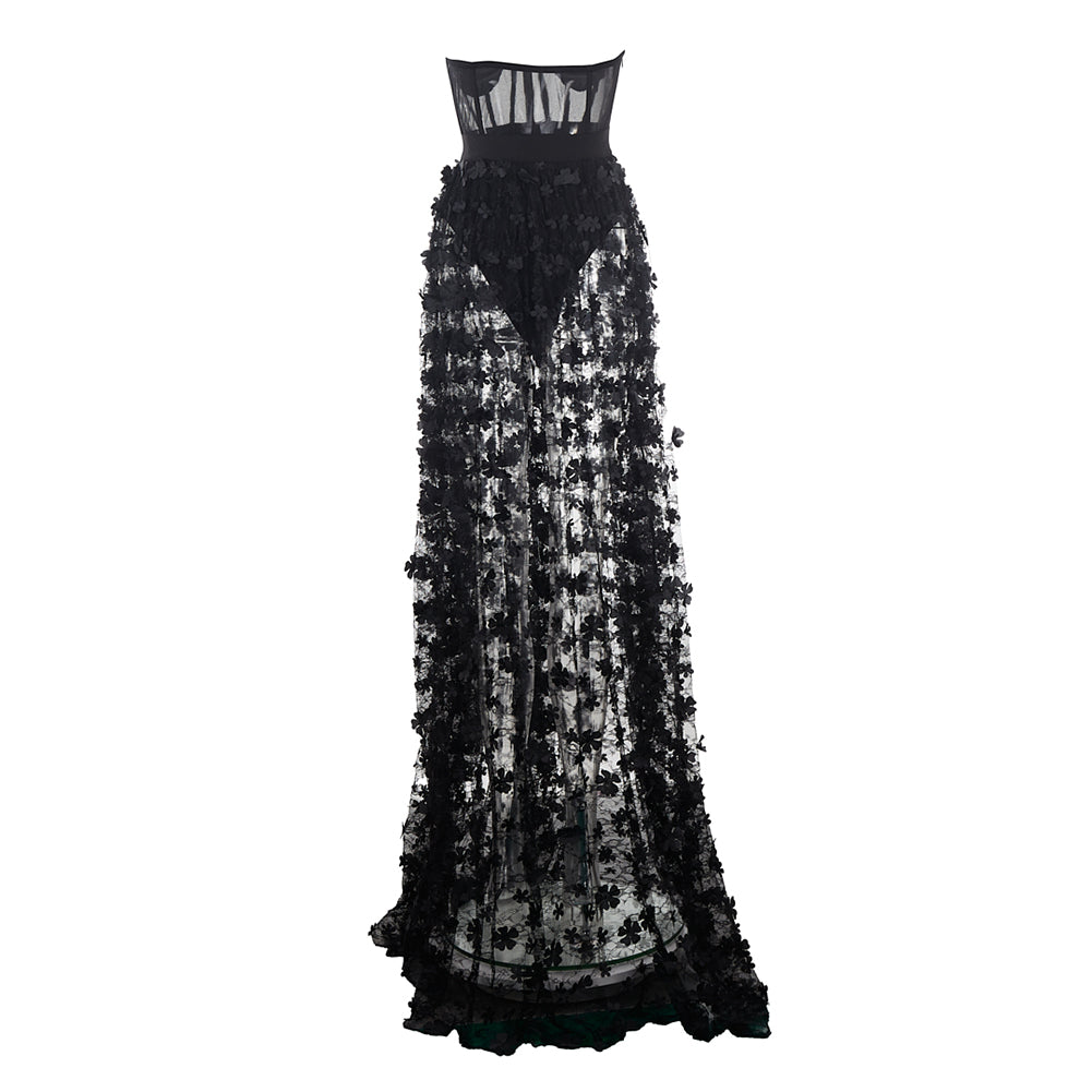 Strapless Sleeveless Bustier Lace Dress PZM110