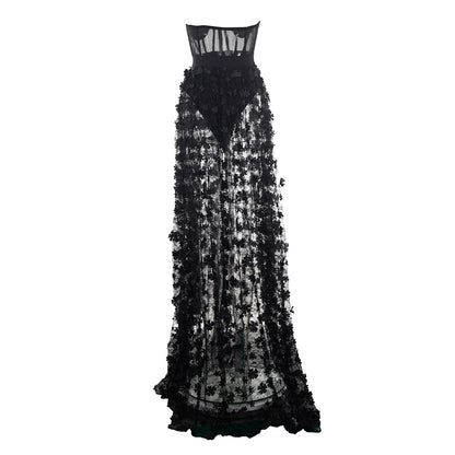 Strapless Sleeveless Bustier Lace Dress PZM110