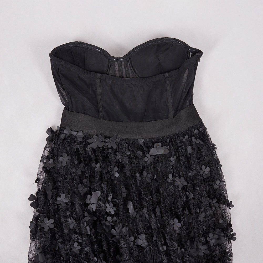 Strapless Sleeveless Bustier Lace Dress PZM110