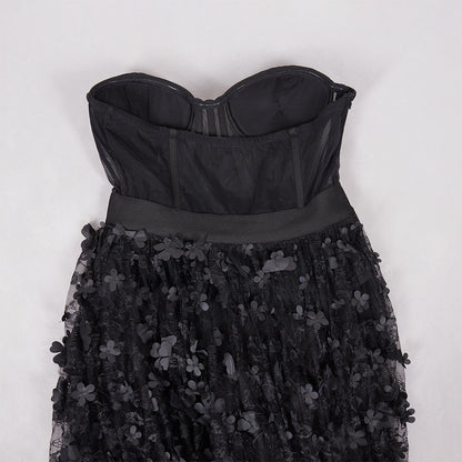 Strapless Sleeveless Bustier Lace Dress PZM110