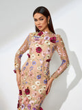 Maraya Floral Applique Midi Dress